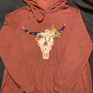 Justify pink floral skull hoodie